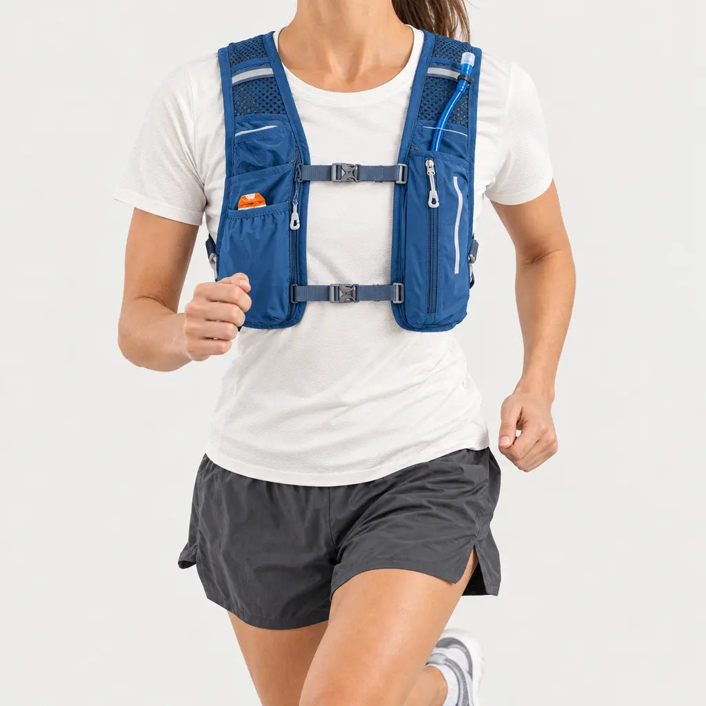 Gilet d’hydratation trail - bleu - 3 porte-face