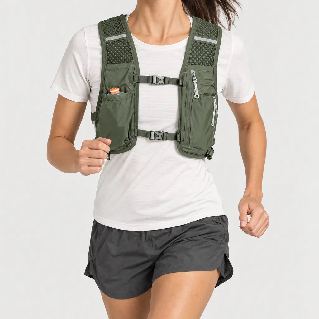 Gilet d’hydratation trail - vert - 3 porte-face