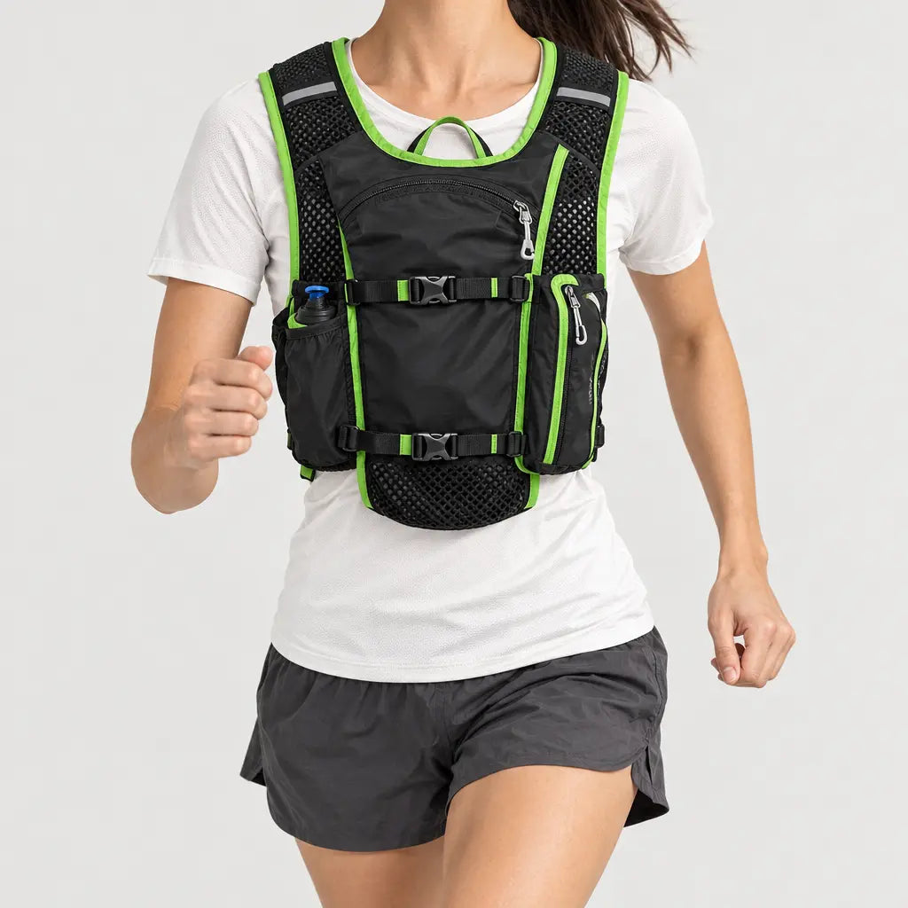 Gilet d’hydratation trail - noir vert - 3 porte-face