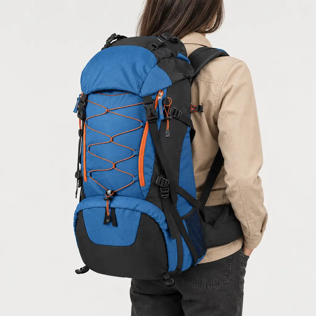 Sac à dos de randonnée en nylon - bleu - 2 porte-arriere