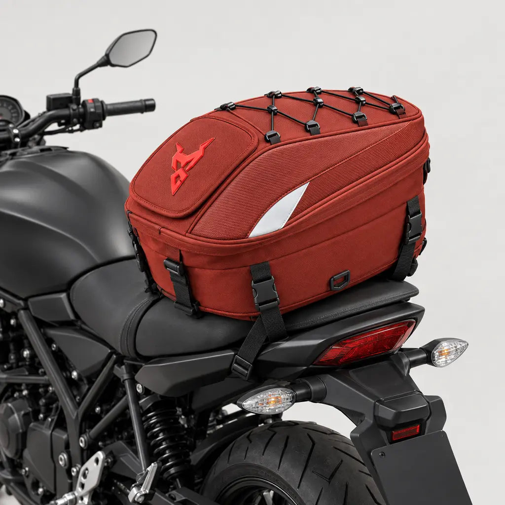 Sacoche de selle moto imperméable - rouge - 2 porte-arriere