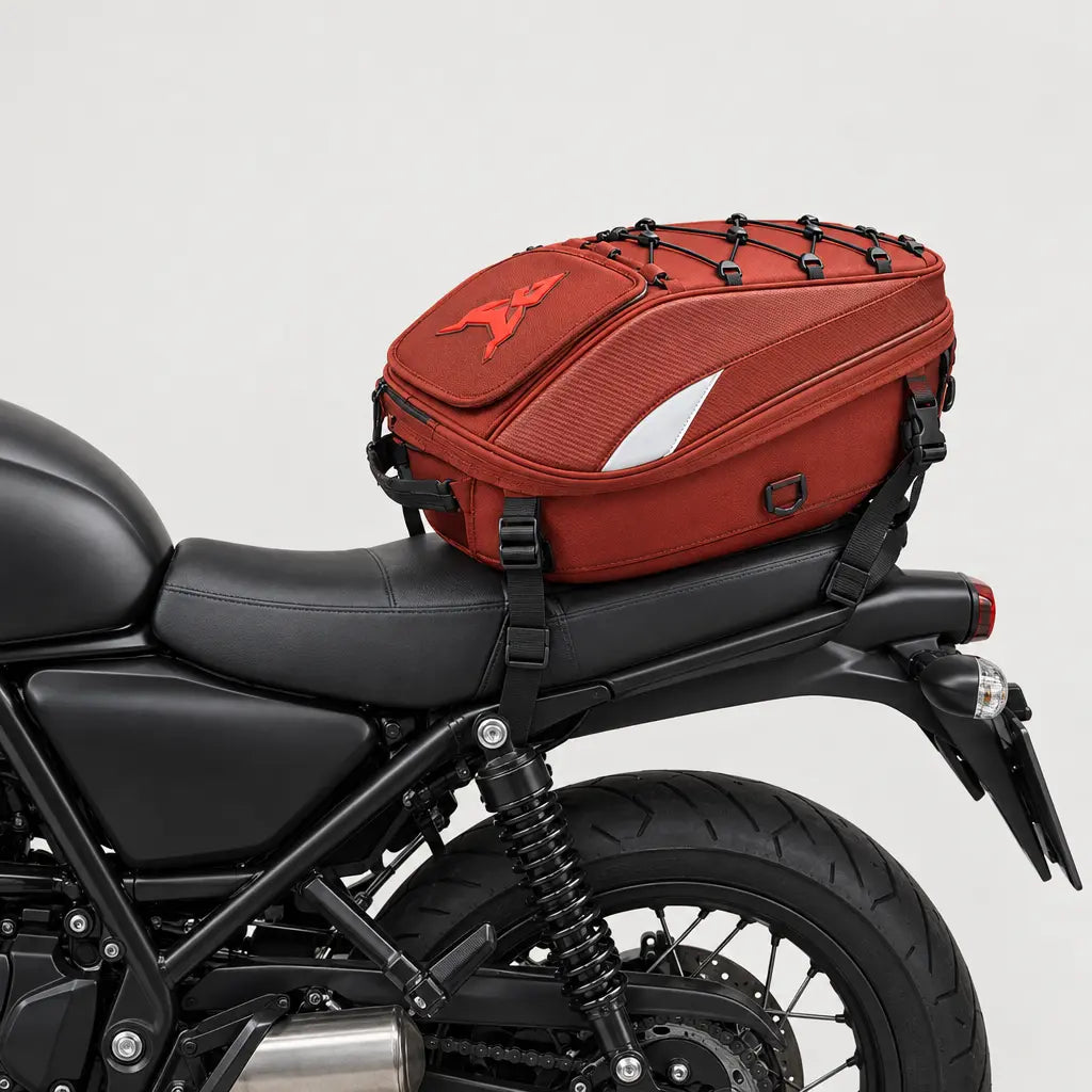 Sacoche de selle moto imperméable - rouge - 3 porte-face