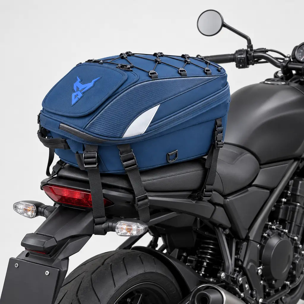 Sacoche de selle moto imperméable - bleu - 2 porte-arriere