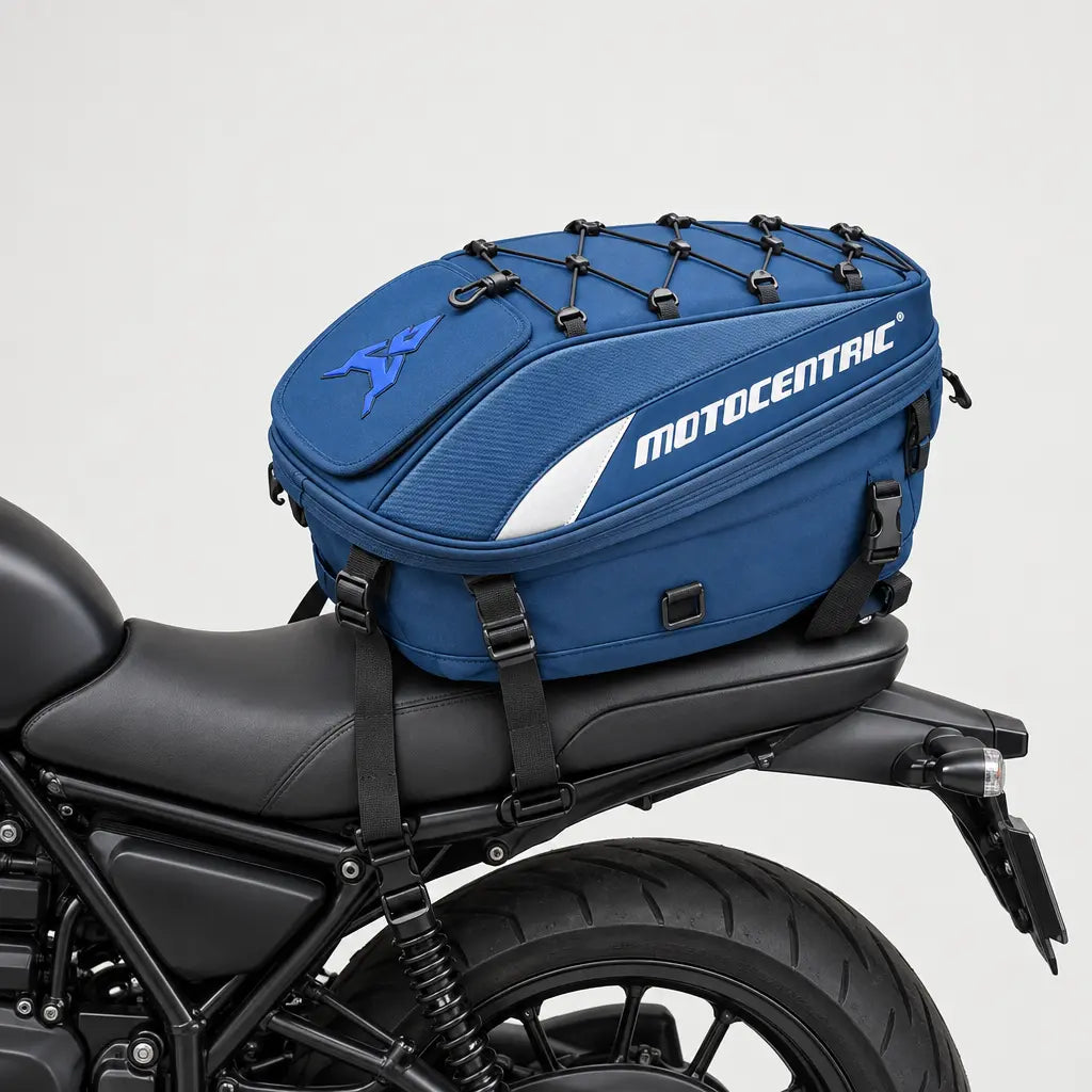 Sacoche de selle moto imperméable - bleu - 3 porte-face