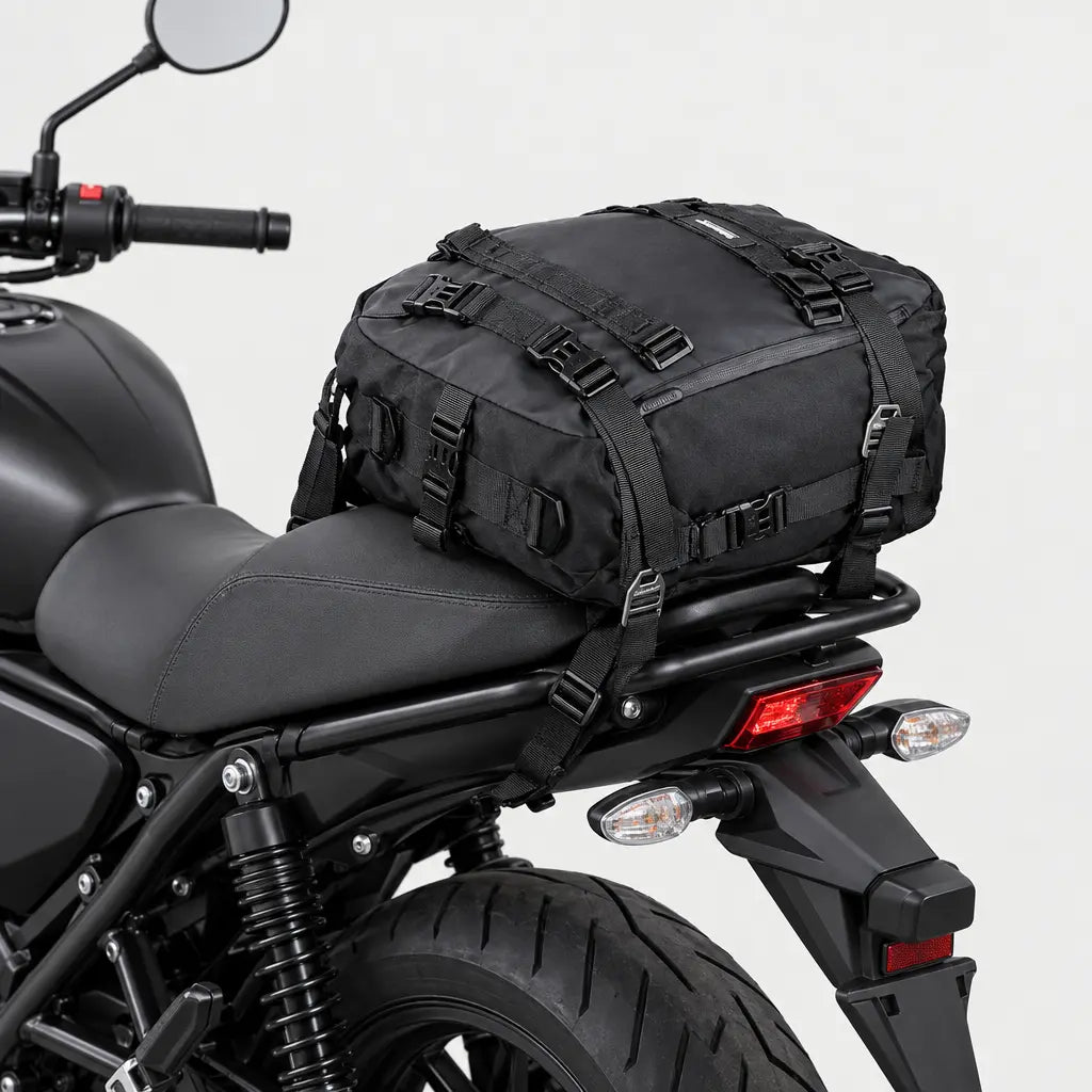 Sacoche moto arrière imperméable - couleur unique - 2 porte-arriere