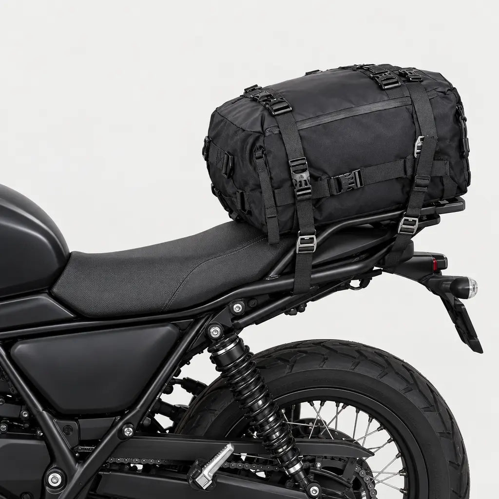 Sacoche moto arrière imperméable - couleur unique - 3 porte-face