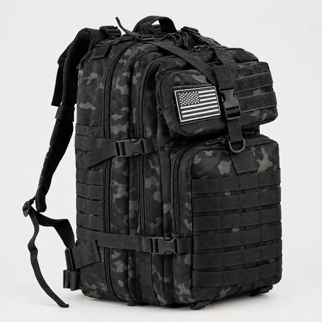 Sac à dos tactique imperméable - camo noir - 1 produit