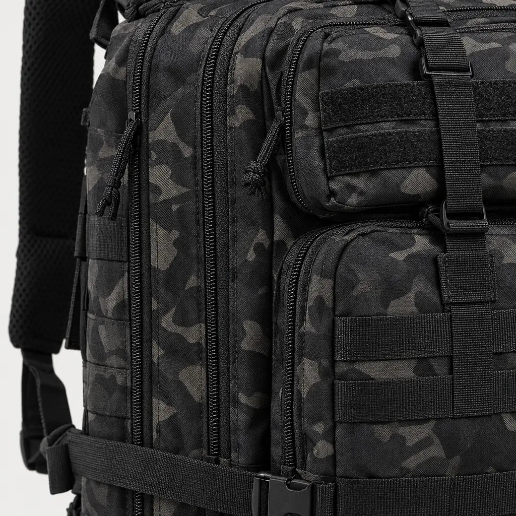 Sac à dos tactique imperméable - camo noir - 4 macro