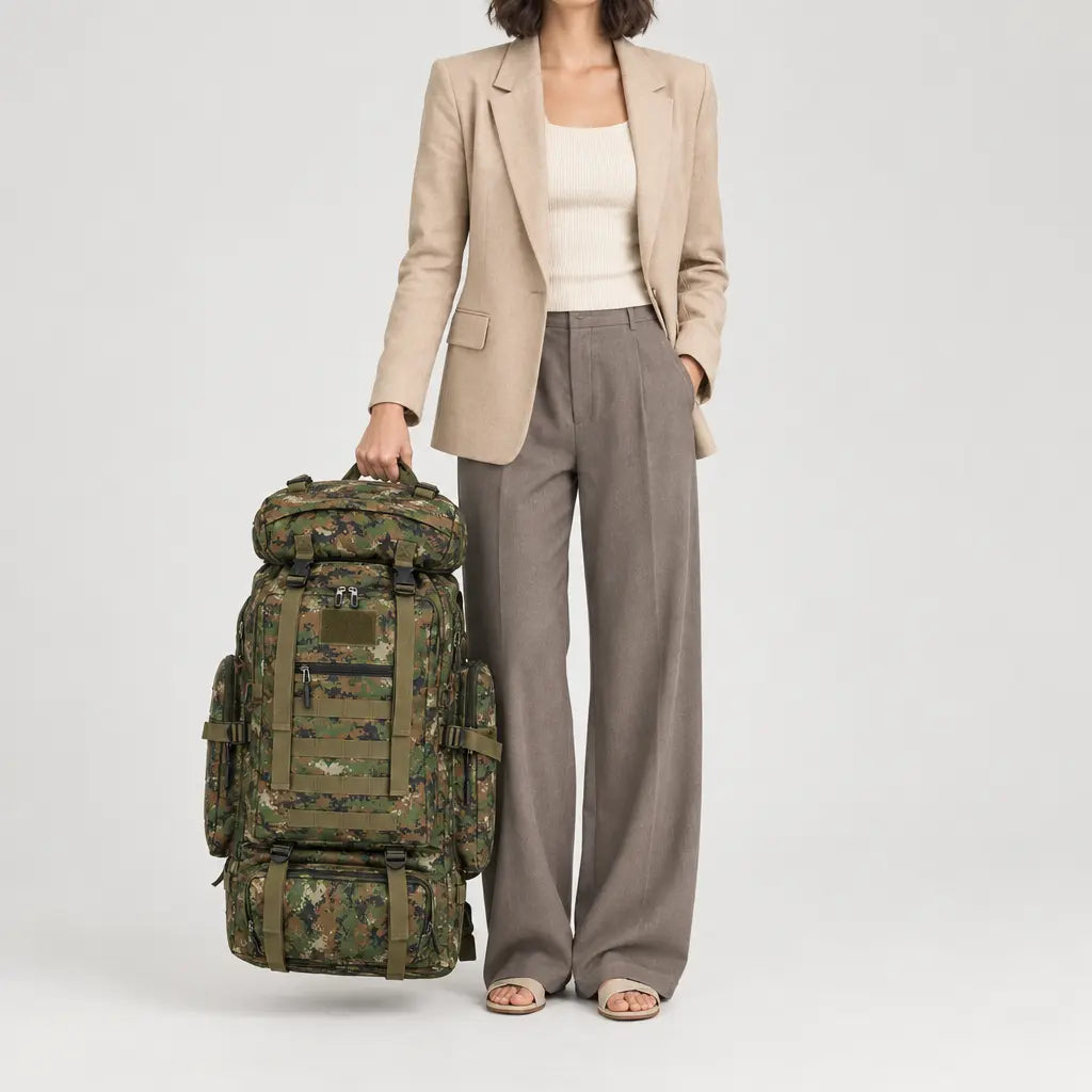 Sac à dos militaire tactique - camo vert - 3 porte-face