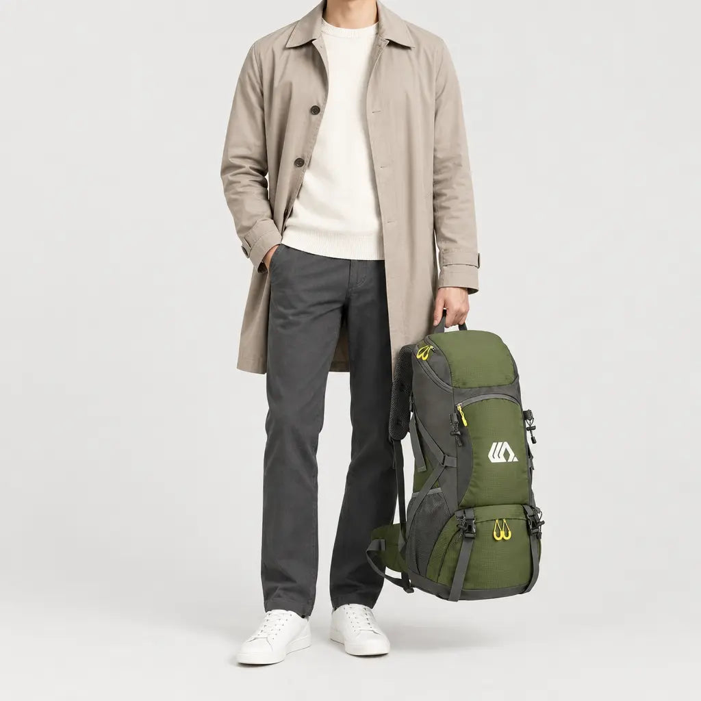 Sac à dos de randonnée imperméable - vert - 3 porte-face