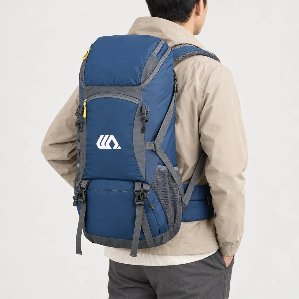 Sac à dos de randonnée imperméable - bleu - 2 porte-arriere