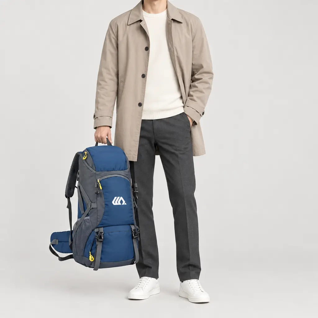 Sac à dos de randonnée imperméable - bleu - 3 porte-face