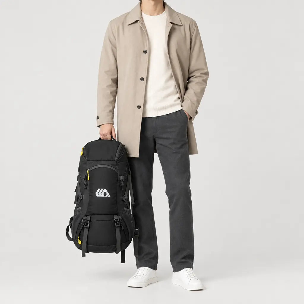 Sac à dos de randonnée imperméable - noir - 3 porte-face