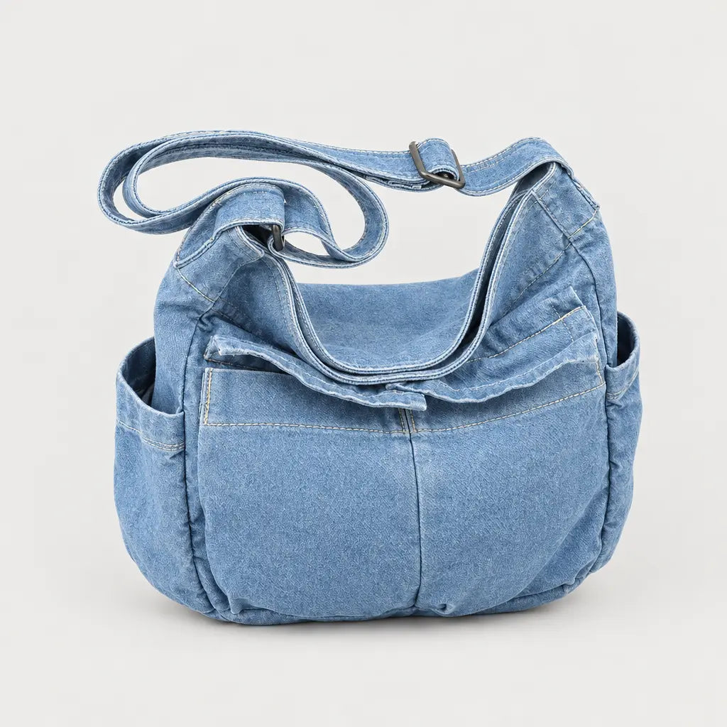 Sac bandoulière en jean - bleu-clair - produit