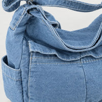 Sac bandoulière en jean - bleu clair - 4 macro