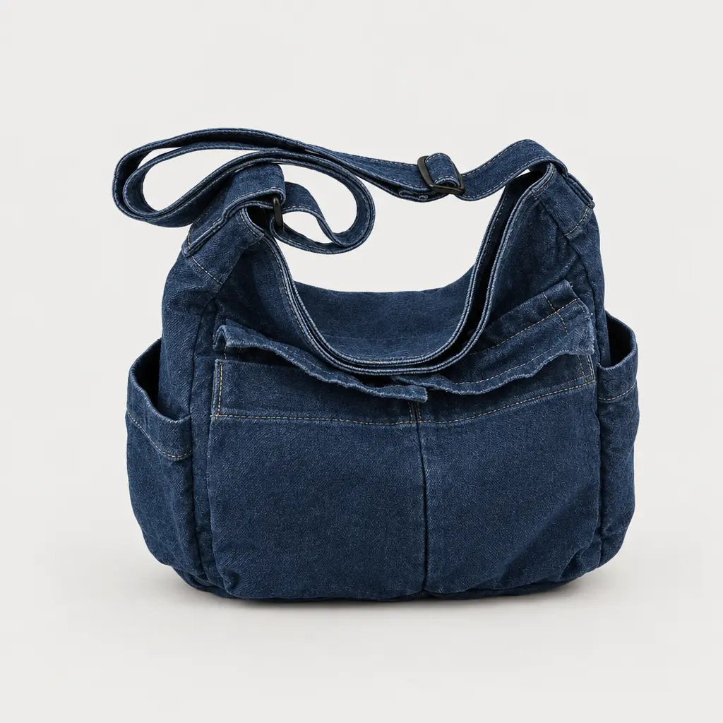 Sac bandoulière en jean - bleu fonce - 1 produit