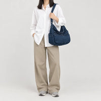Sac bandoulière en jean - bleu fonce - 3 porte-face