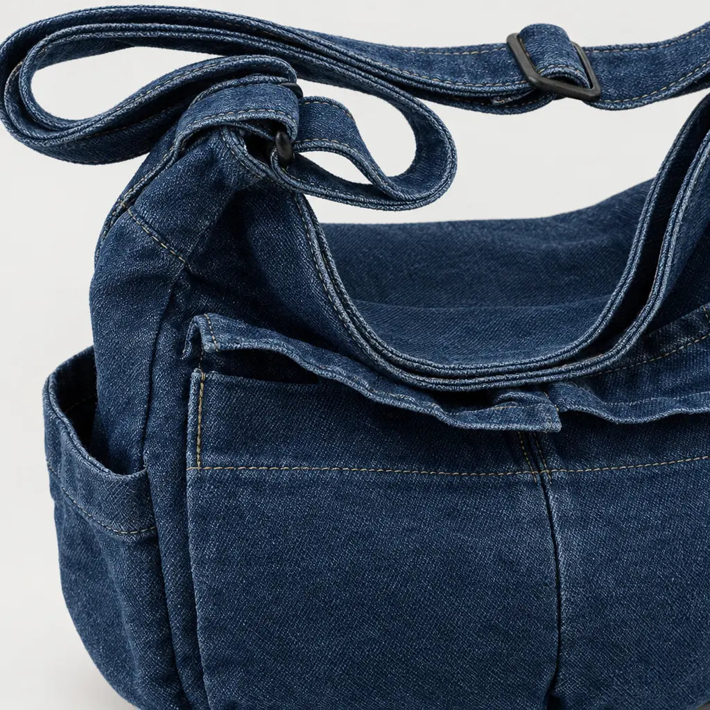 Sac bandoulière en jean - bleu fonce - 4 macro