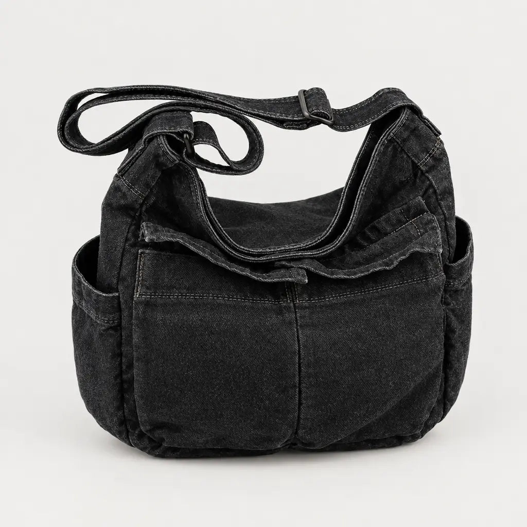 Sac bandoulière en jean - noir - 1 produit