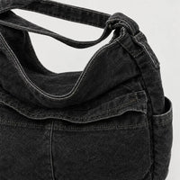 Sac bandoulière en jean - noir - 4 macro