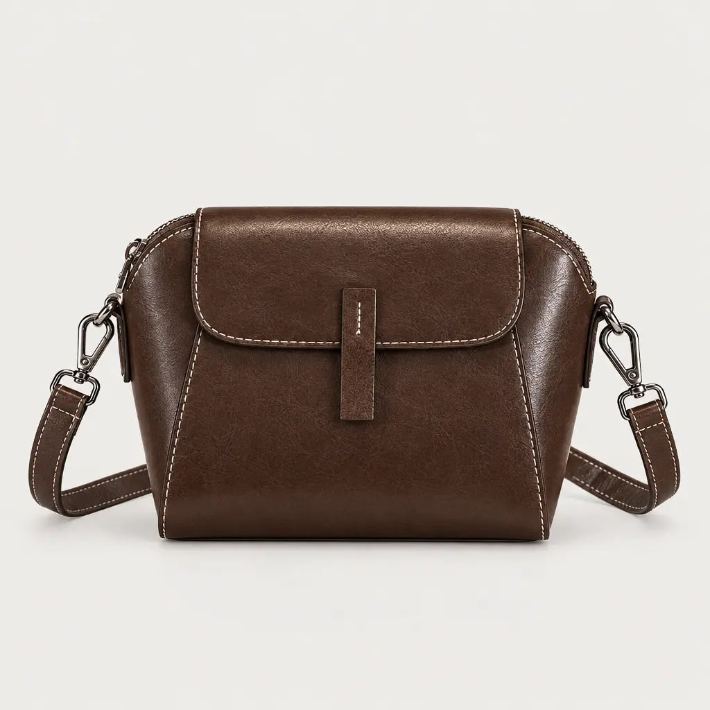 Sac à main rond femme en cuir véritable - cafe - 1 produit