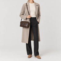 Sac à main rond femme en cuir véritable - cafe - 3 porte-face