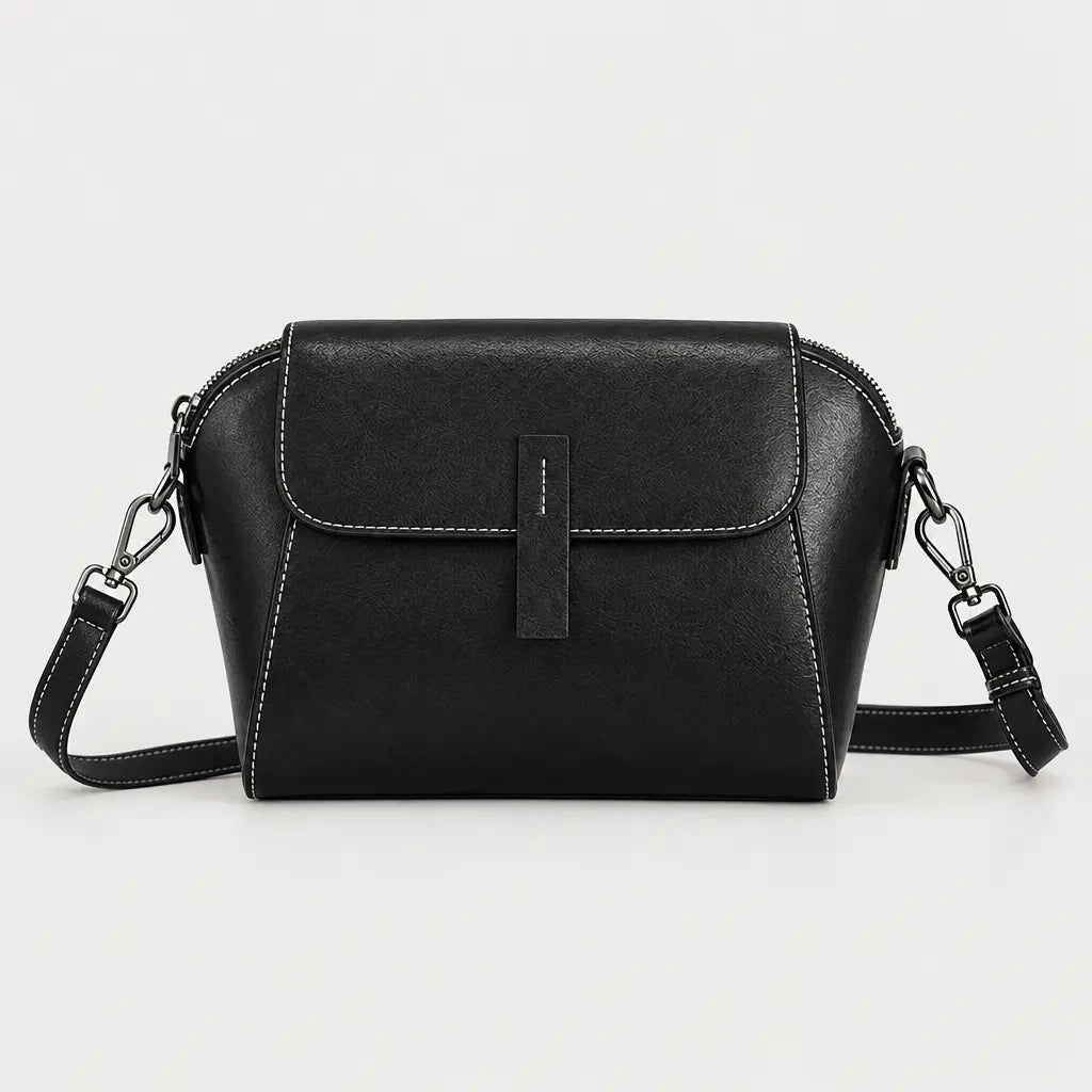 Sac à main rond femme en cuir véritable - noir - 1 produit