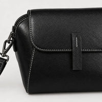 Sac à main rond femme en cuir véritable - noir - 4 macro