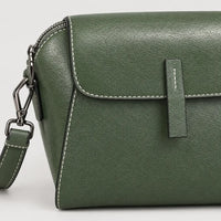 Sac à main rond femme en cuir véritable - vert - 4 macro