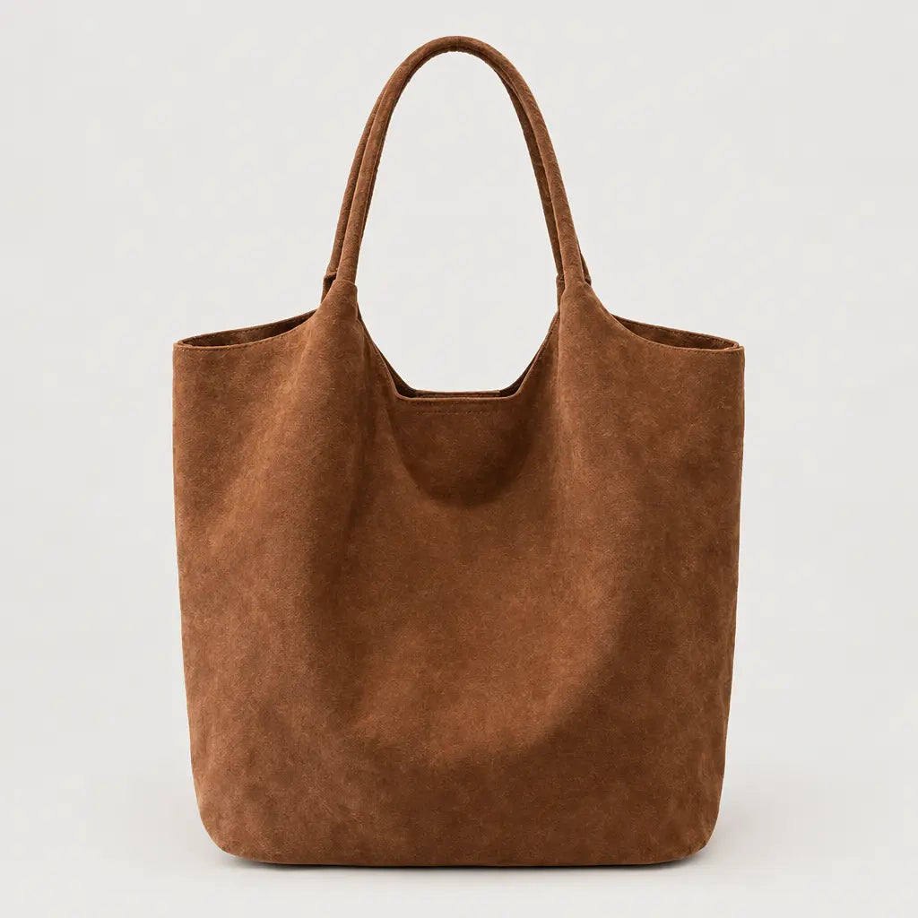 Sac à main femme en daim zippé - marron - 1 produit