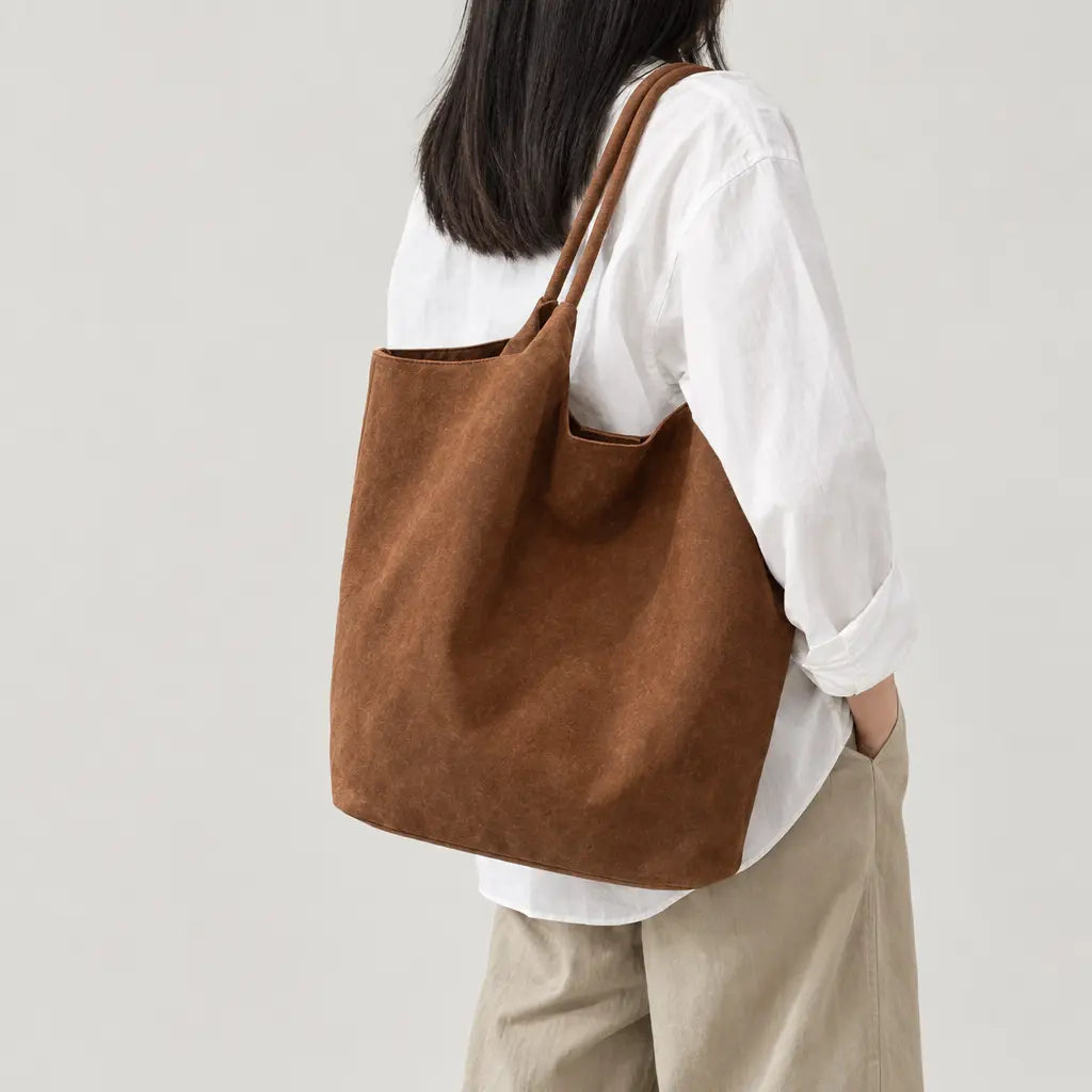 Sac à main femme en daim zippé - marron - 2 porte-arriere