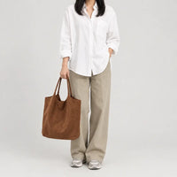 Sac à main femme en daim zippé - marron - 3 porte-face