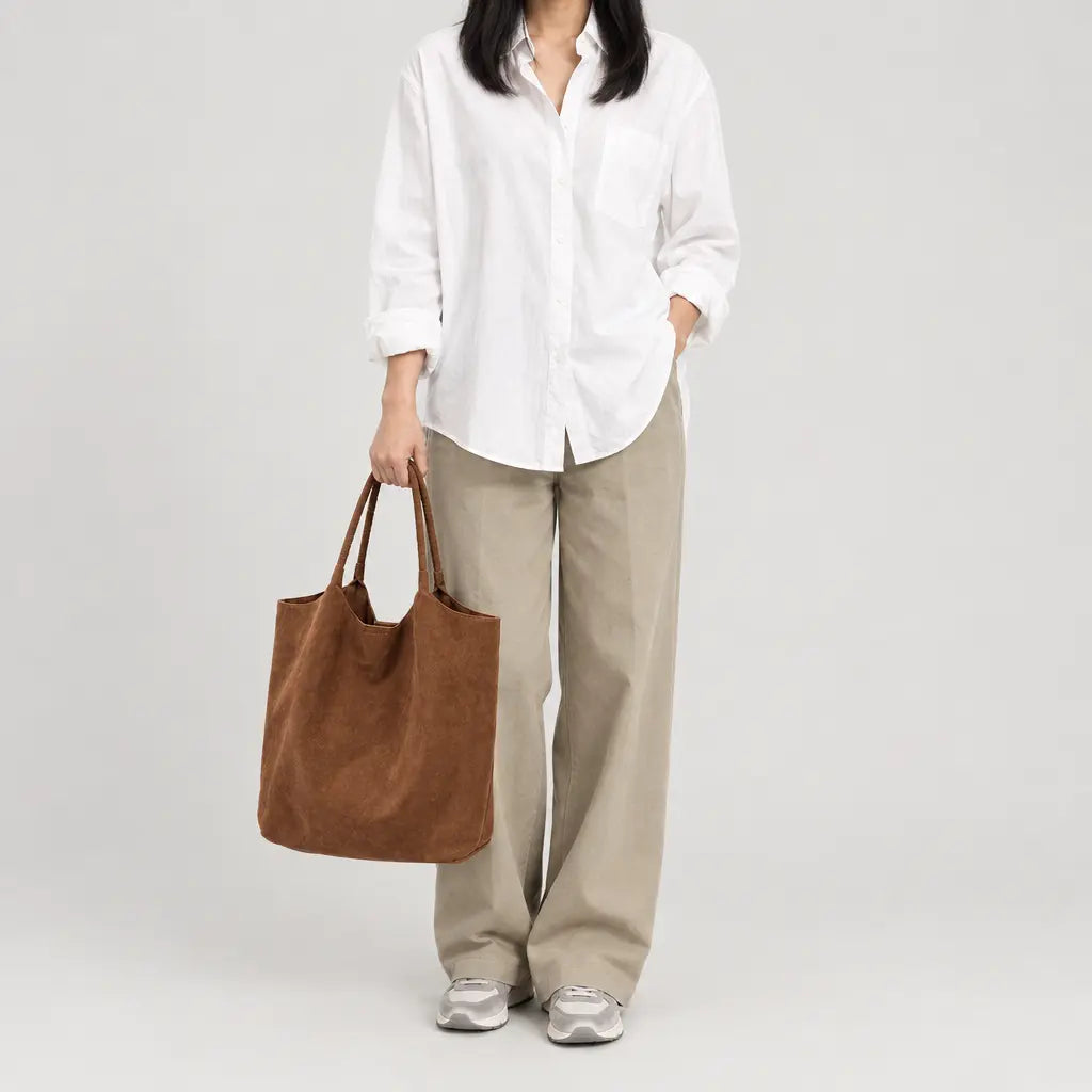 Sac à main femme en daim zippé - marron - 3 porte-face