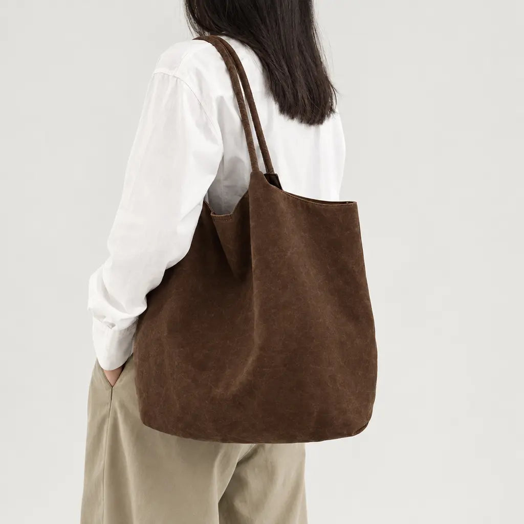 Sac à main femme en daim zippé - cafe - 2 porte-arriere