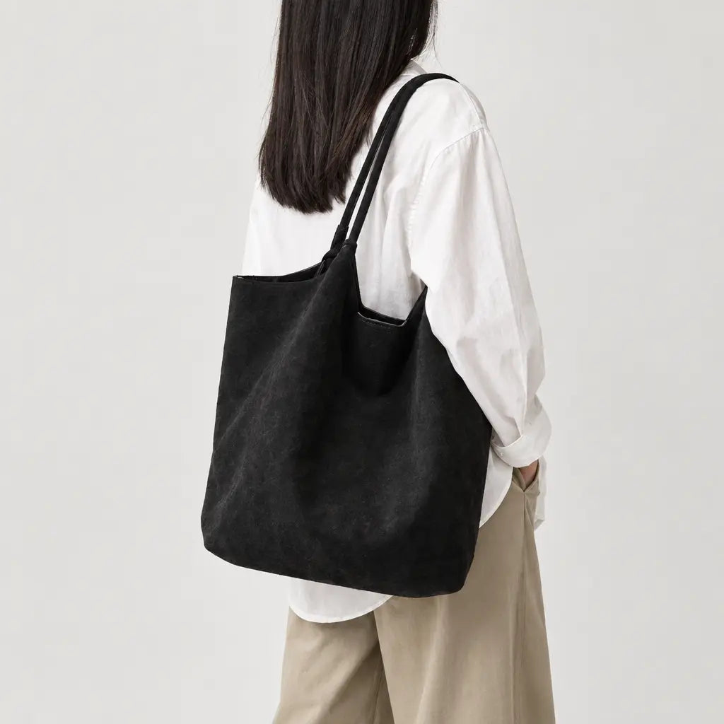 Sac à main femme en daim zippé - noir - 2 porte-arriere
