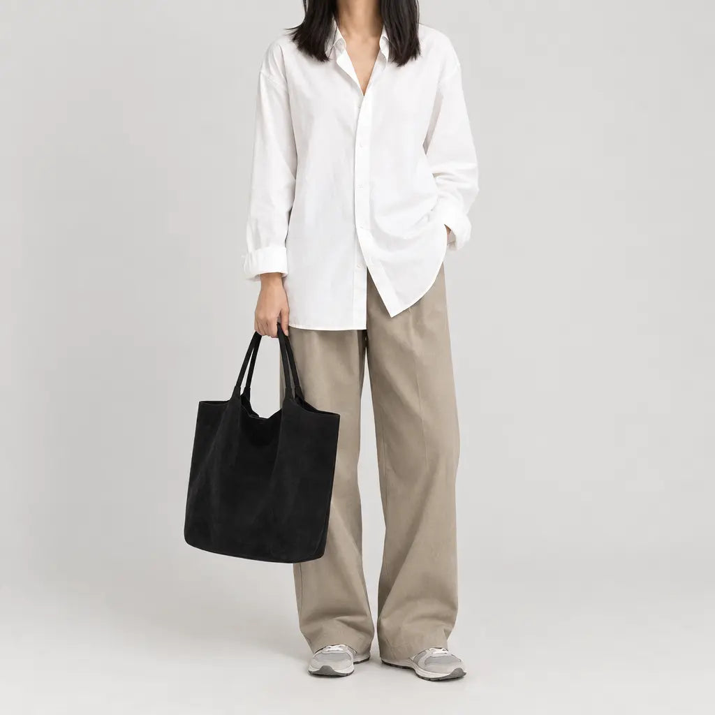 Sac à main femme en daim zippé - noir - 3 porte-face