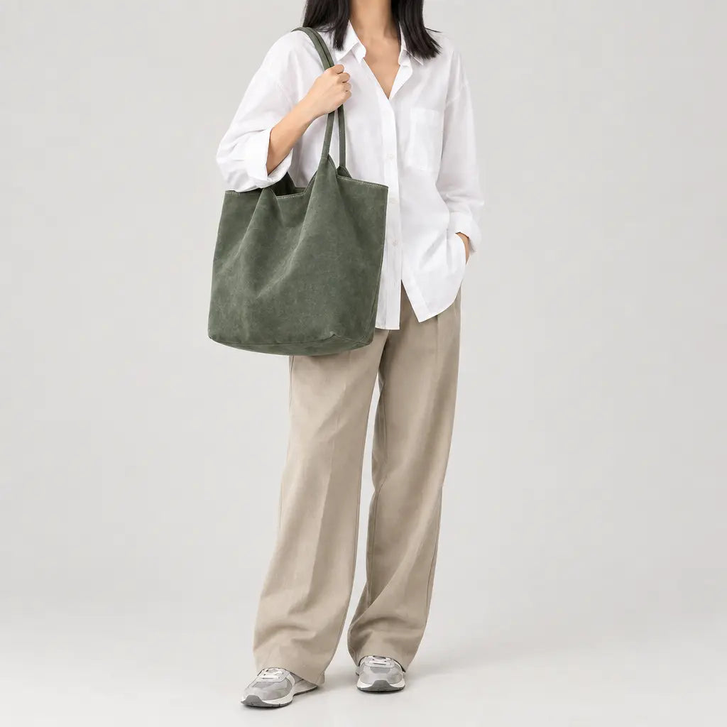 Sac à main femme en daim zippé - vert - 3 porte-face