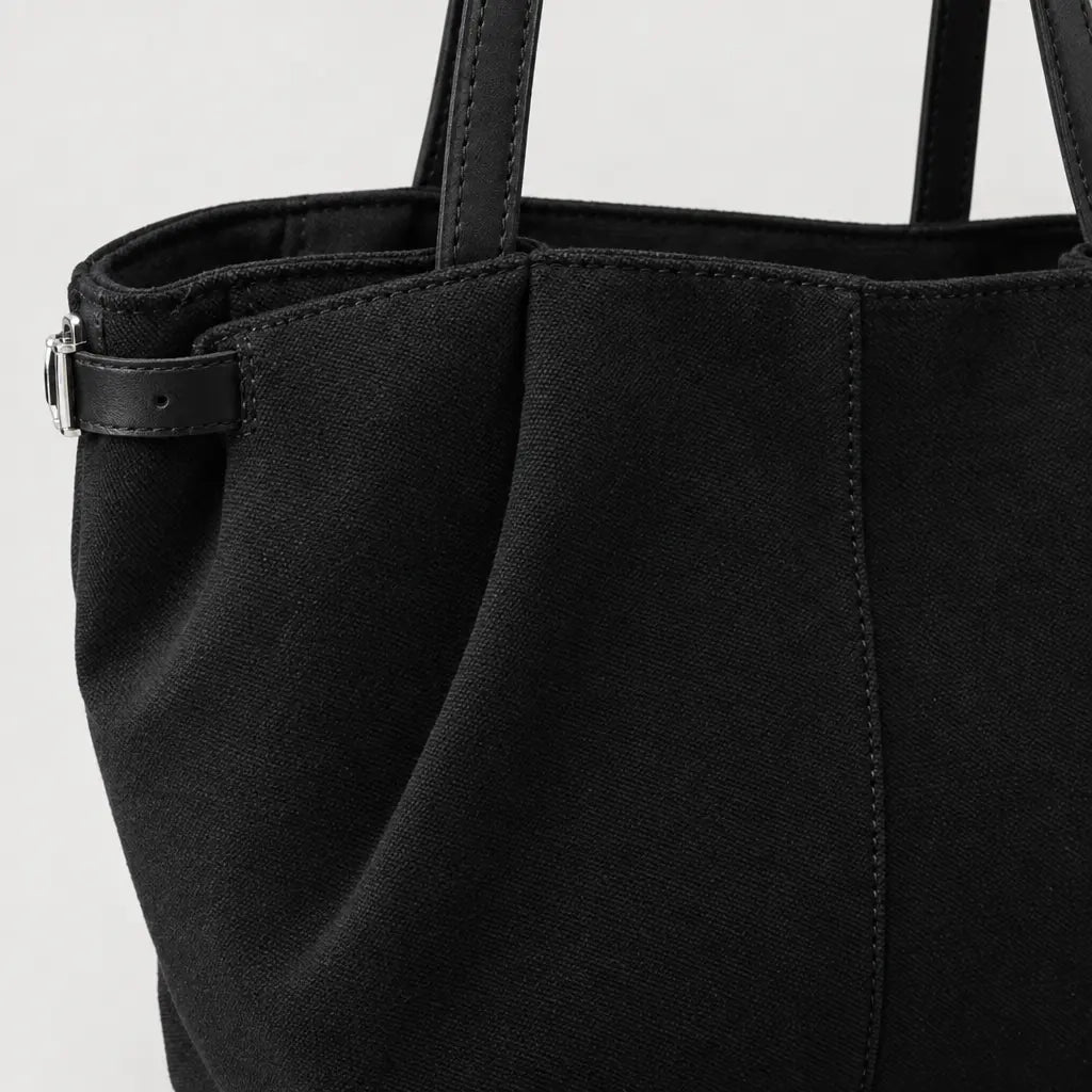 Sac cabas femme en daim - noir - 4 macro