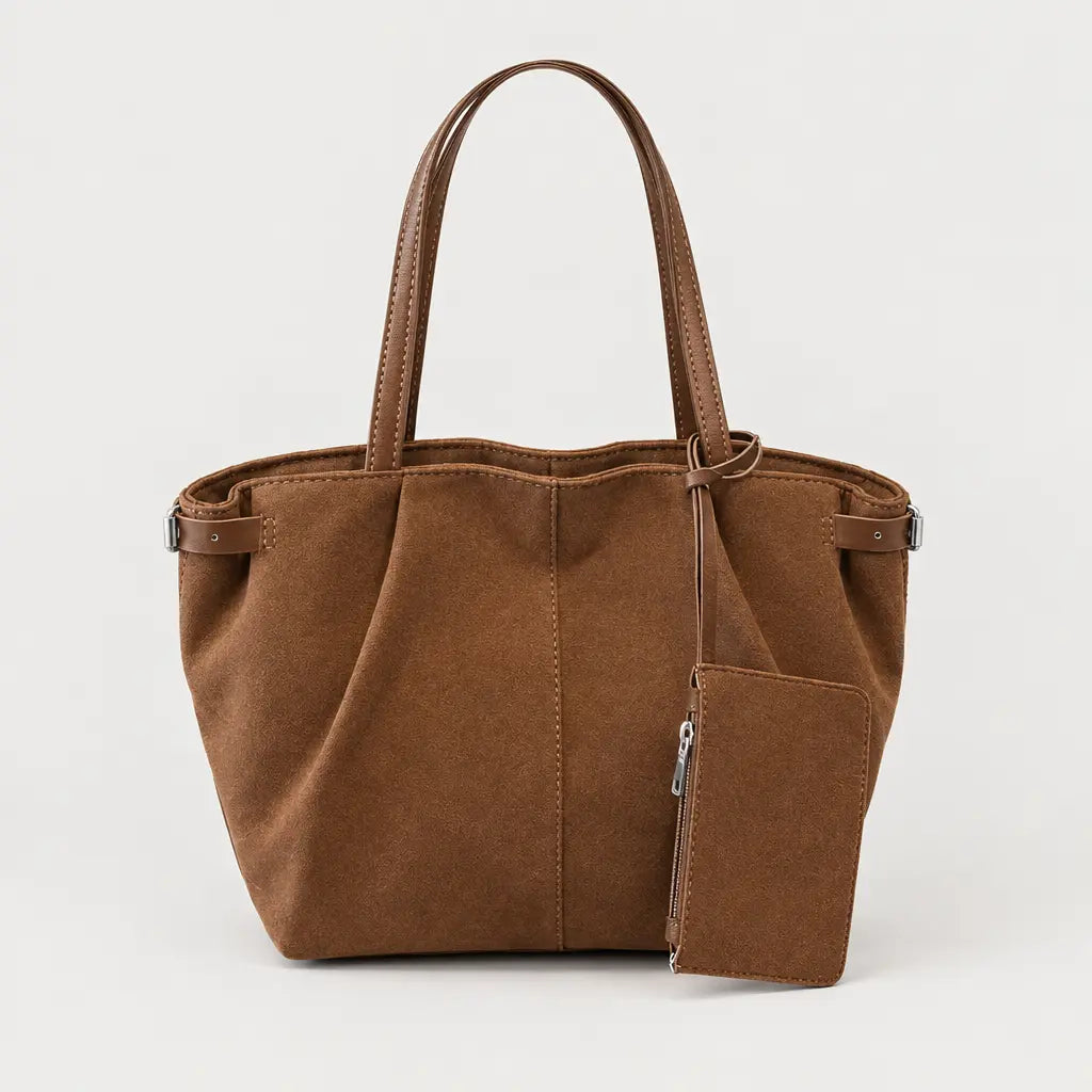 Sac cabas femme en daim - marron - 1 produit