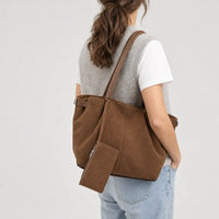 Sac cabas femme en daim - marron - 2 porte-arriere