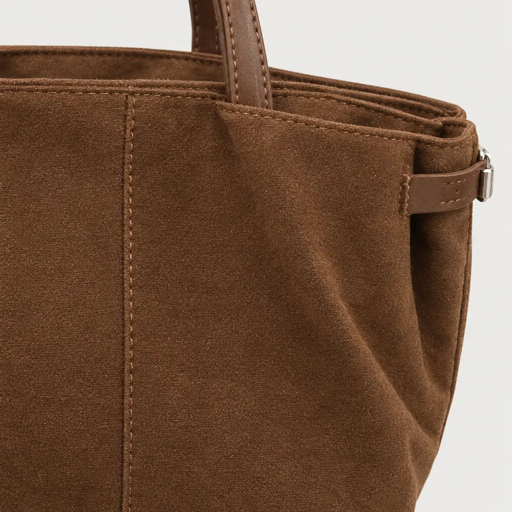 Sac cabas femme en daim - marron - 4 macro