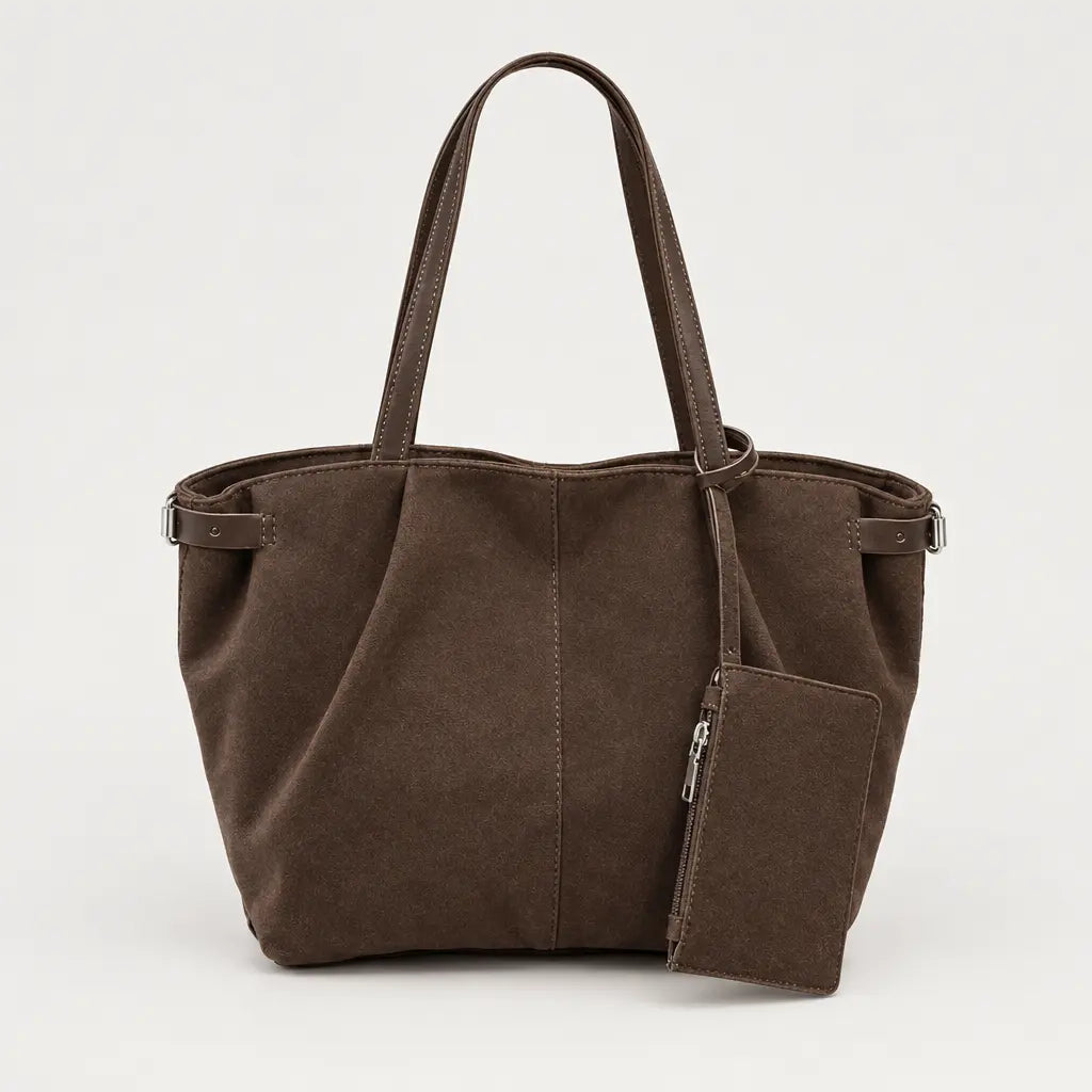 Sac cabas femme en daim - cafe - 1 produit