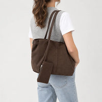 Sac cabas femme en daim - cafe - 2 porte-arriere
