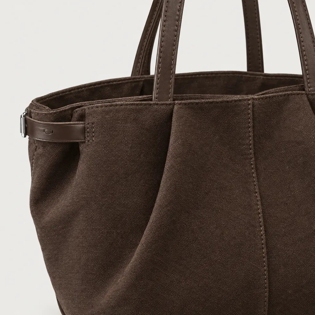 Sac cabas femme en daim - cafe - 4 macro
