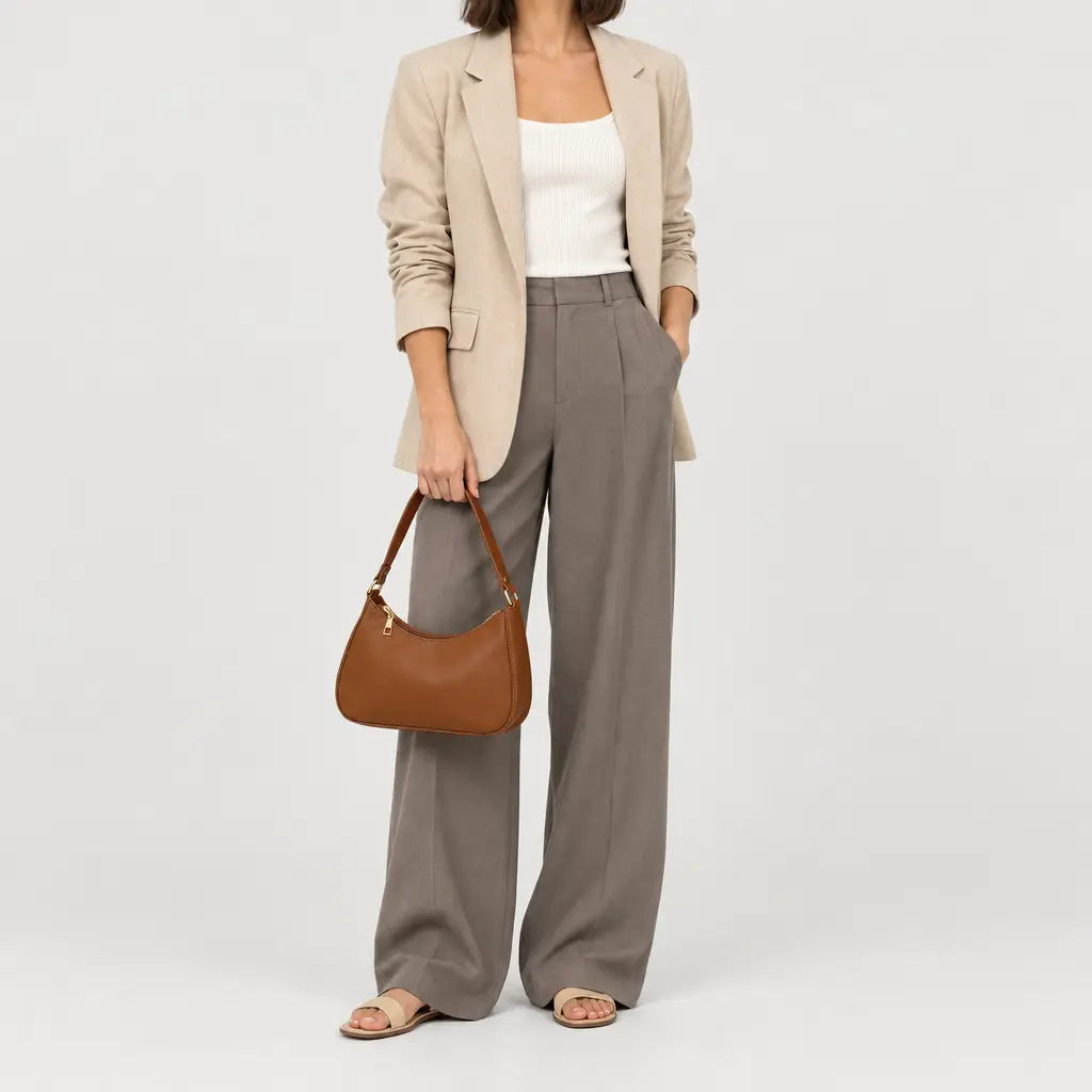 Sac baguette femme compact - marron - 3 porte-face