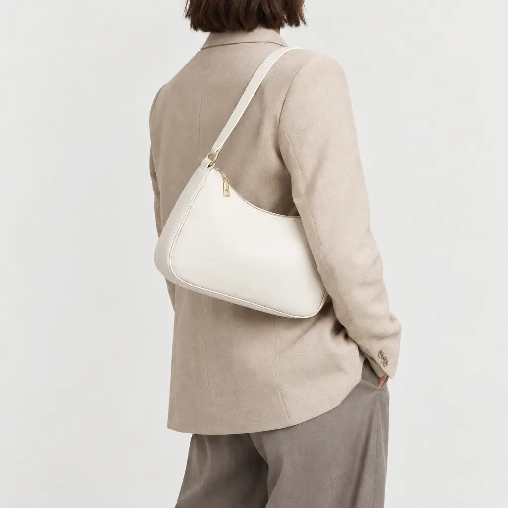 Sac baguette femme compact - blanc - 2 porte-arriere