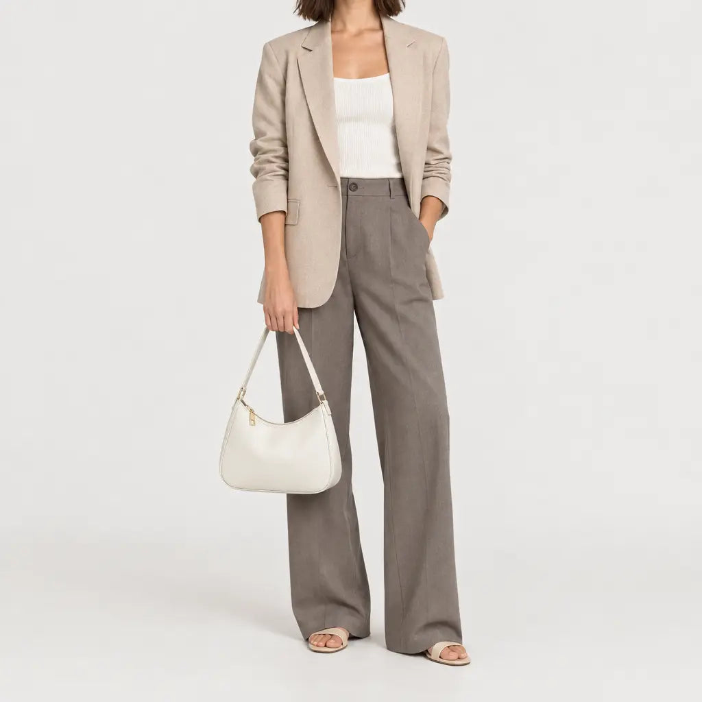 Sac baguette femme compact - blanc - 3 porte-face