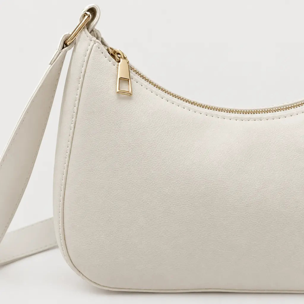 Sac baguette femme compact - blanc - 4 macro