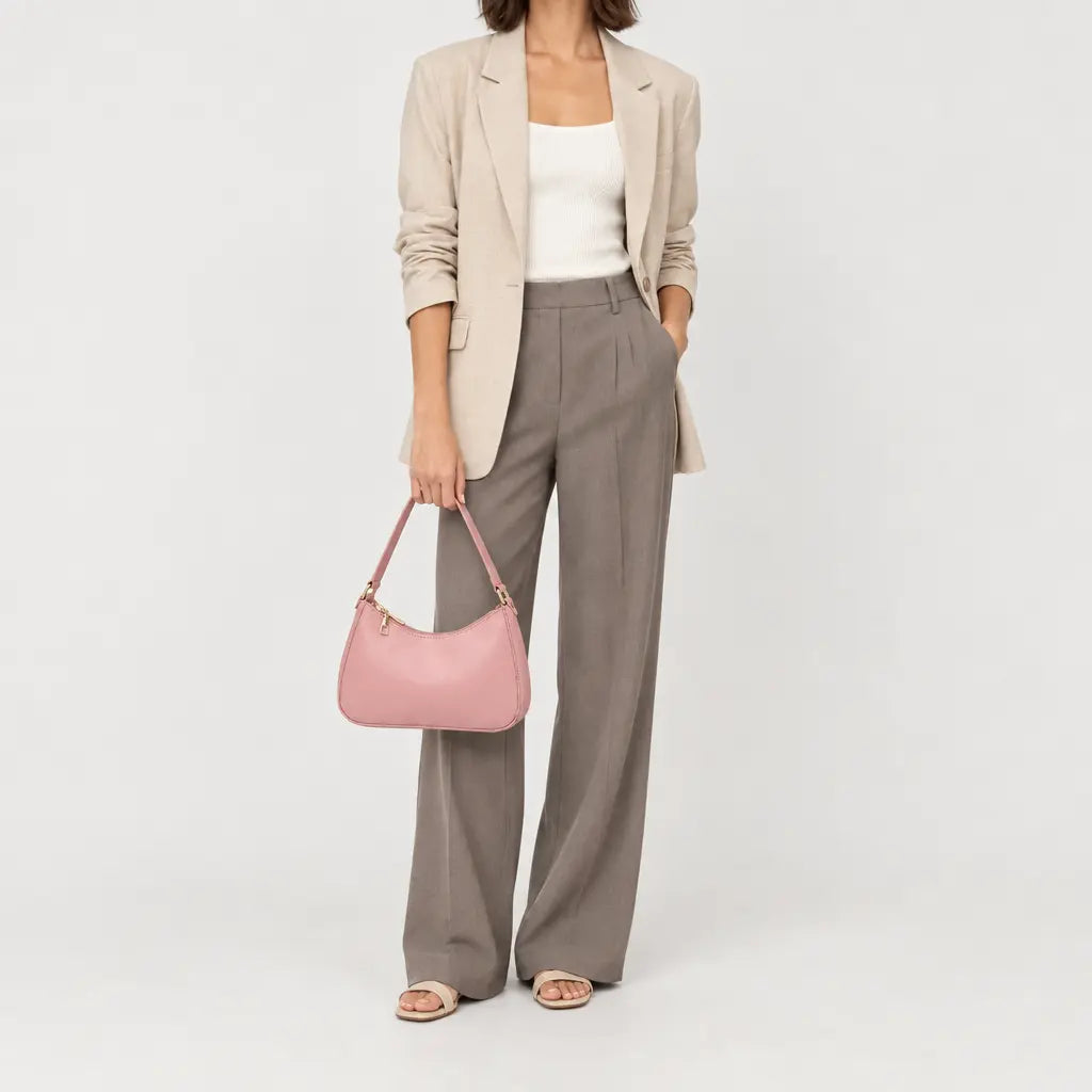 Sac baguette femme compact - rose - 3 porte-face