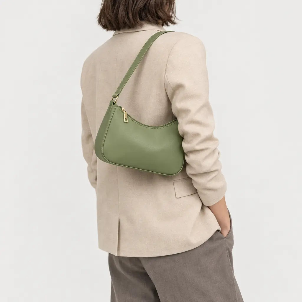 Sac baguette femme compact - vert - 2 porte-arriere